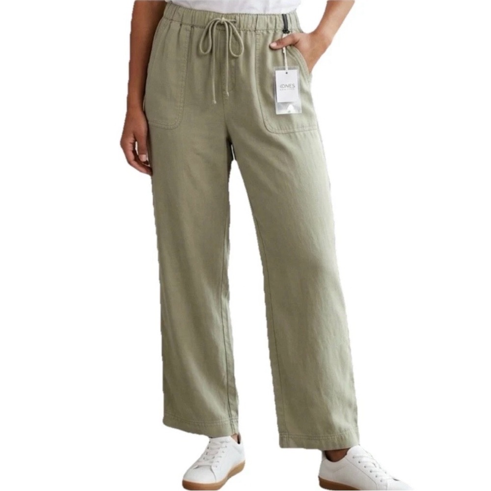 NWT Jones New York Women’s Size 3X Cropped Lyocell Green‎ Khaki Wide Leg Pants